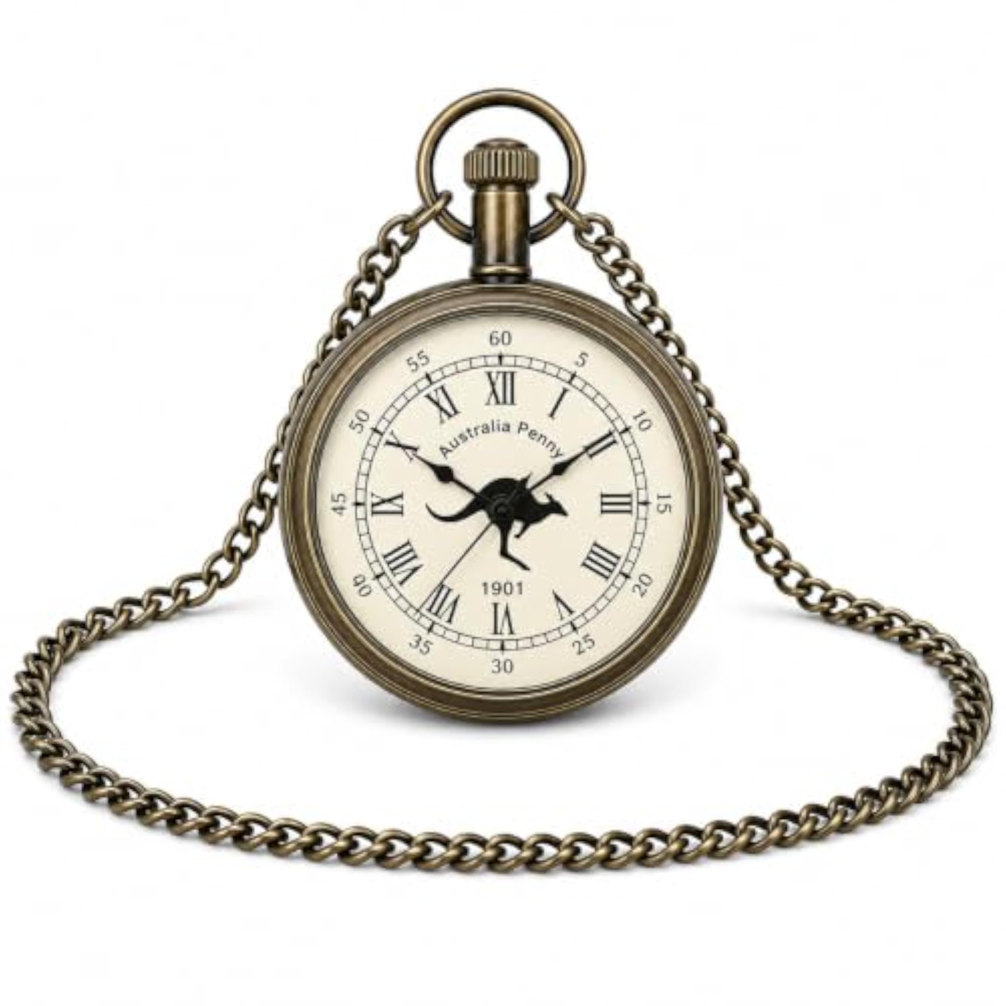 Vintage Australia Penny Pocket Watch with Chain