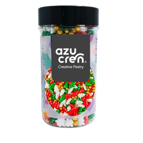 Azucren, Decoracion de Reposteria de Navidad, Sprinkles para Decoracion de Galletas, Confeti de Azucar Ideal para Tartas, Galletas con Motivo Navdieño, 90 G (Mix Arboles Navidad)