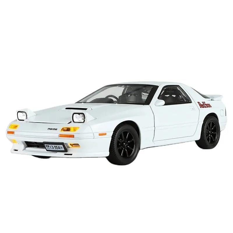 Image of 1:24 Initial D Mazda RX7 Toy Car Diecast Metal Pull Back Car - 4 Openable Doors with Sound & Light | Luxury Toy Car & Gift for Kids 【Colors as Per Stock】