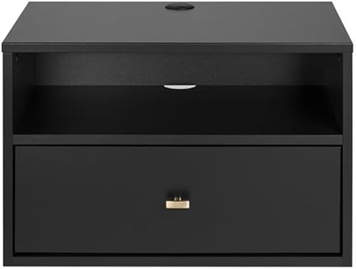 Miniatura 4 de Prepac Mesita de noche flotante de transición con 1 cajón con estante abierto, mesita de noche montada en la pared, muebles de dormitorio
