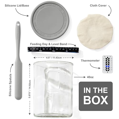 image for BALCI Premium Sourdough Starter Jar - 40oz Large Sourdough Jar with Ma