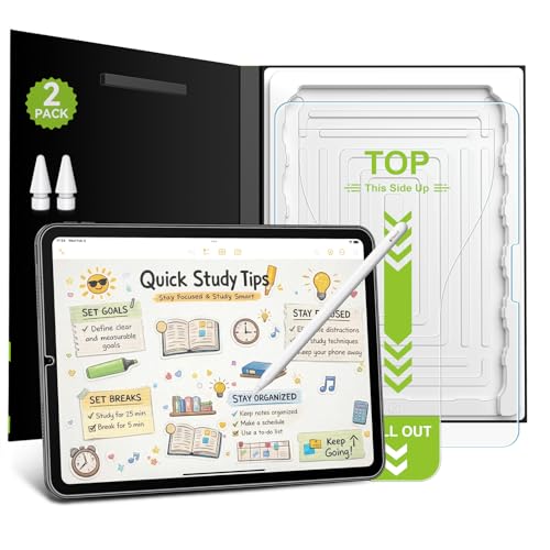 Esanik 2-Pack Like Paper Tempered Glass Screen Protector for iPad Mini A17 Pro 8.3-Inch (2024 7th / 2021 6th) Writing & Drawing Like on Paper Matte Film with Easy Install Tray 2 Pencil Tips Anti-Glare