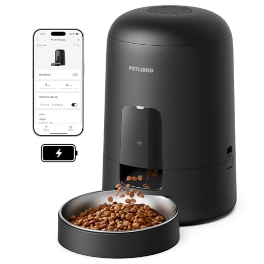 PETLIBRO Automatic Cat Feeder, Wi-Fi Rechargeable Cats Food Dispenser Battery-Operated with 30-Day Life, AIR 2.4G Wi-Fi Timed Pet Feeder for Cats & Dogs, 2L Auto Cat Feeder, Black
