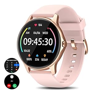 Smartwatch damen mit Telefonfunktion, 100 Sportmodi Fitnessuhr damen Runde mit Pulsmesser, Schlafmonitor, SpO2, IP68 Wasserdichte Schrittzähler uhr damen, Fitness Tracker kompatibel mit Android/IOS