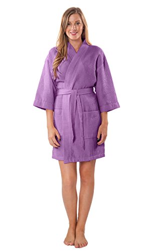 Image of Turquaz Lightweight Short Robes For Women Waffle Kimono Bathrobe - Soft, Fast-Drying, Long-Lasting Cotton Blend