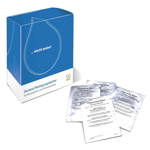 Gerland Reinigungstücher – Feuchttücher für Hörgeräte, Otoplastiken & Ohrstöpsel – Einzeln verpackt – Entfernt Ohrenschmalz – 30 Stück
