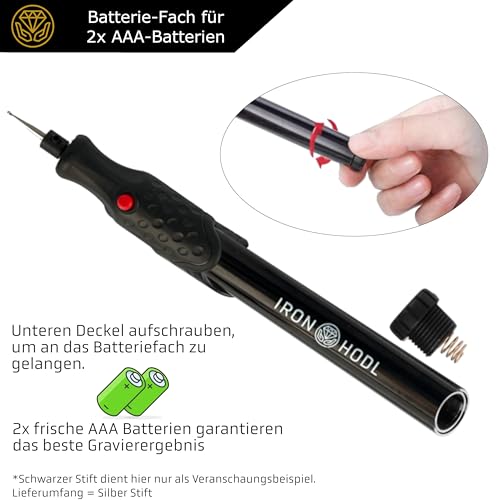 IRON HODL - Gravierstift mit Diamantspitze für Metall, Keramik, Glas gravieren - 2X AAA Batteriebetrieben - Engraving Pen Gravierstift Elektrisch für DIY Schmuck und Schloss Gravur Gerät (gold)