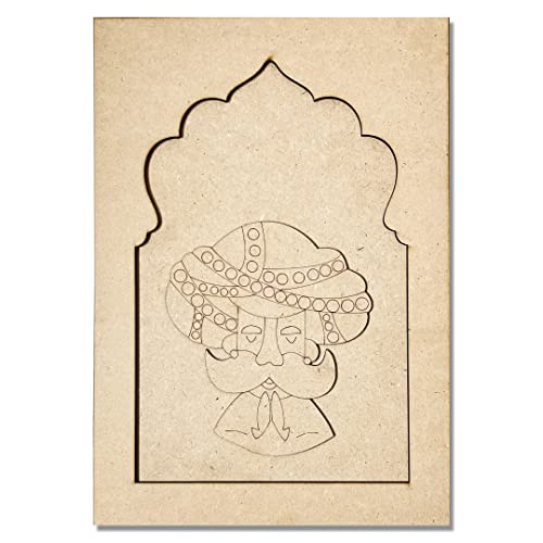 Image of ADIKALA Jharokha With Ramramsa & Padharosa MDF Engraved Design & Square Shaped Base Cutout for DIY Craft