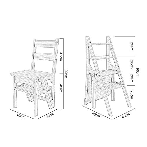 Taburete plegable de madera noble con 4 niveles de almacenamiento 4