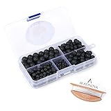 Beadnova 4-10mm AAA Black Color Matt Finish Onyx Gemstone Round Loose Beads for Jewelry Making 340pcs Per Box (Plastic Container is Included)