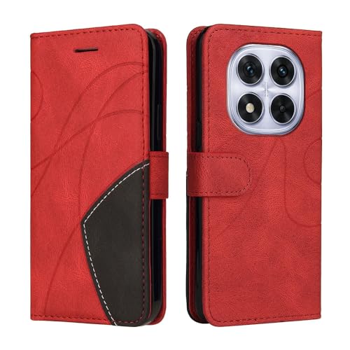 Cover Protettiva per Xiaomi Poco X7 5G Case retrò Cellulare Custodia Libro Antiurto in Flip Portafoglio Flip Magnetica rosso pelle