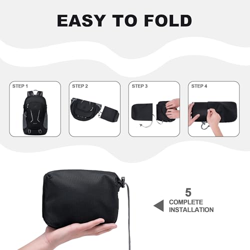 Image of MIYCOO Backpack - Ultra Lightweight Packable Backpack for Travel Camping, Hiking Back Pack Waterproof Foldable Daypack for Men Women Charcoal Black