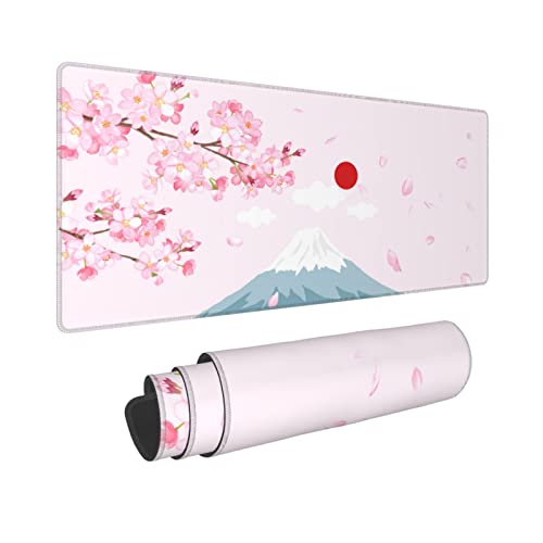 Alfombrilla ratón Ordenador XXL Escritorio Alfombrilla Gaming Alfombrilla de ratón Japón Flores Cerezo patrón Tapete de Escritura Mouse Pad Grande Gaming 800 x 300 mm Estera Oficina Alfombrilla XXL