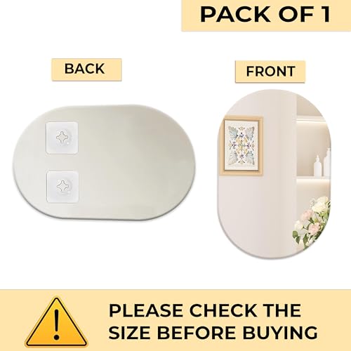 Image of Rousrie Frameless Wall Mirror for Bathroom, Glass, Modern, Clear, Wall Mount, 45 x 30 cm (1, Capsule)