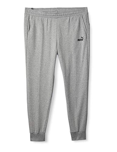 PUMA Men's Essentials French Terry Logo Pants, Medium Gray Heather, L