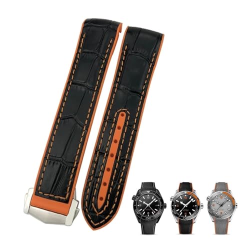 Bracelet montre 22mm étanche en caoutchouc et cuir VELORE pour Planet Ocean