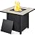 Yaheetech 30" Propane Gas Fire Pit Table 50,000 BTU Square Gas Fire Table with Ceramic Tabletop and Blue Fire Glass for Outdoor/Patio with Rattan Pattern Steel Base/Lid, Black