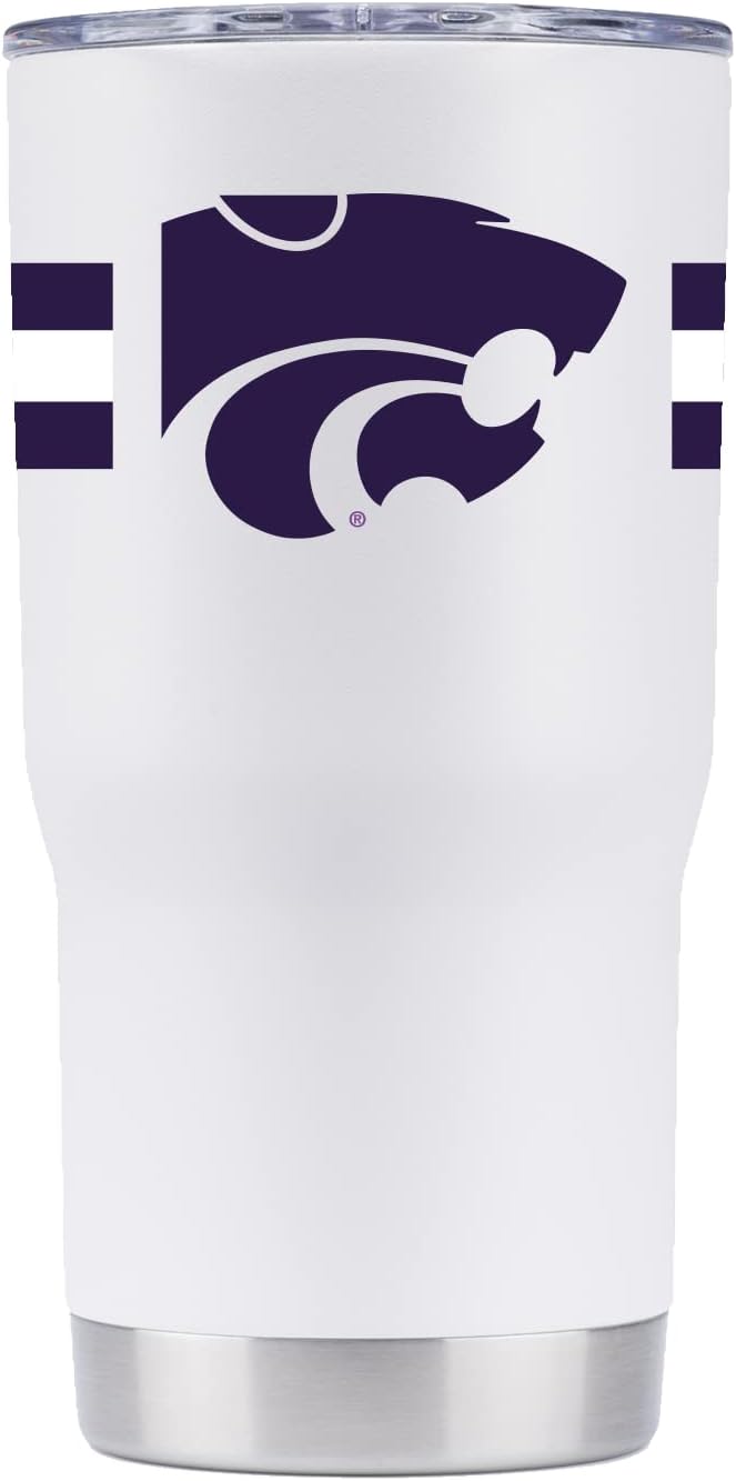 GTS Gametime Sidekicks Kansas State Wildcats 20oz White Stainless Steel Tumbler - Officially Licensed, 18/8 Stainless Steel, Double-walled, Vacuum-insulated - 360 Wrap