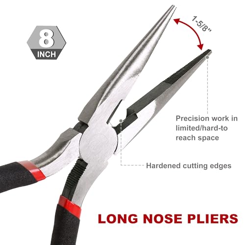 Image of FASTPRO 6-Piece Large Pliers and Wrench Set, Includes 10 inch Groove Joint, 10 inch Slip Joint, 8 inch Linesman, 8 inch Long Nose, 6 inch Diagonal Pliers and 8 inch Adjustable Wrench