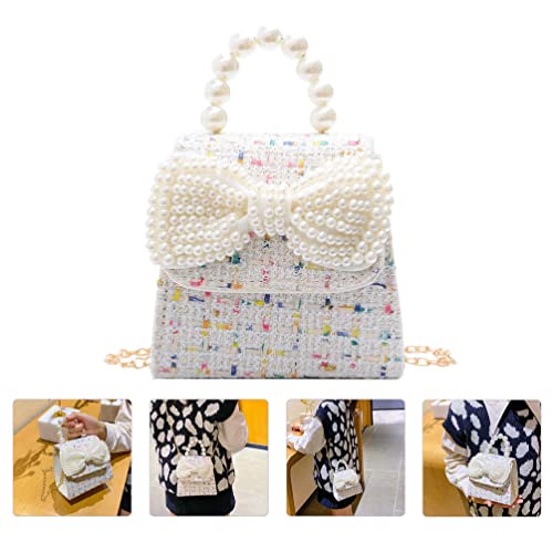 PACKOVE Bolsa transversal para meninas com flores de pérolas, mini bolsas de ombro fofas de princesa