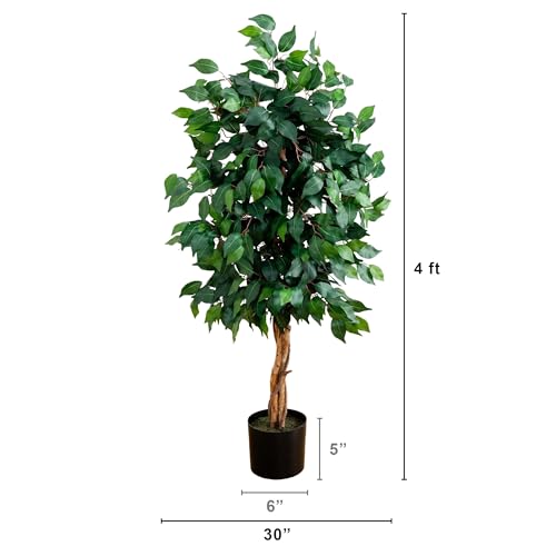 image for Nearly Natural 4ft Triple Trunk Artificial Ficus Tree with Natural Woo