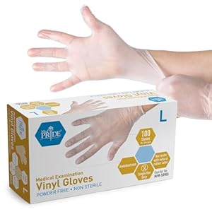 MED PRIDE Powderless Pvc Exam Hand Protection, Allergy Safe, Hospital and Lab Applications Examination Gloves (Large, 100-Count) Latex & Rubber Free, Ultra-Strong, Clear Disposable Powder-Free