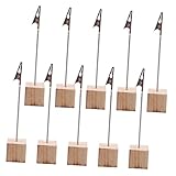SAFIGLE 10 Piezas Clips Sujetapapeles de Madera con Base Sólida para Soporte de Tarjetas Números de Mesa Menús y Fotos Bodas Fiestas y Oficina