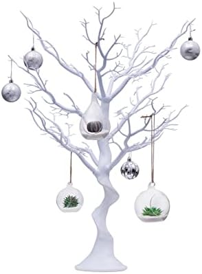 Wedding Genie Artificial Decoration Centerpiece 34" Branch Tree Wedding Eastern Halloweens Holiday Decor Life-Like Life-Size Birthday Indoor and Outdoor décor with Light and Candle (White)