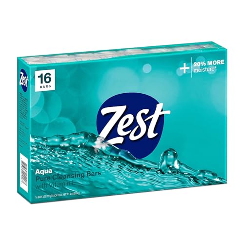 Image of Zest Bar Soap - Enriched with Vitamin E - Moisturizing Body Soap - Gentle Soap - Paraben-Free Soap Bar - Suitable for All Skin Types - Aqua - 16 Pc