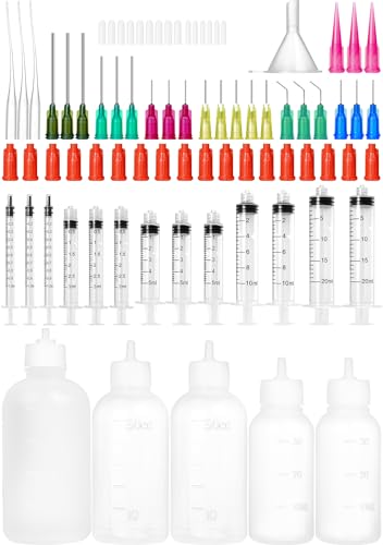 Jeringa de pegamento Set 1ml 3ml 5ml 10ml 20ml, 30ml 50ml 100ml botella de la aguja aplicador para diamantes de imitación, carpintería, pintura, adhesivos, aceite, tinta (1-100ml)