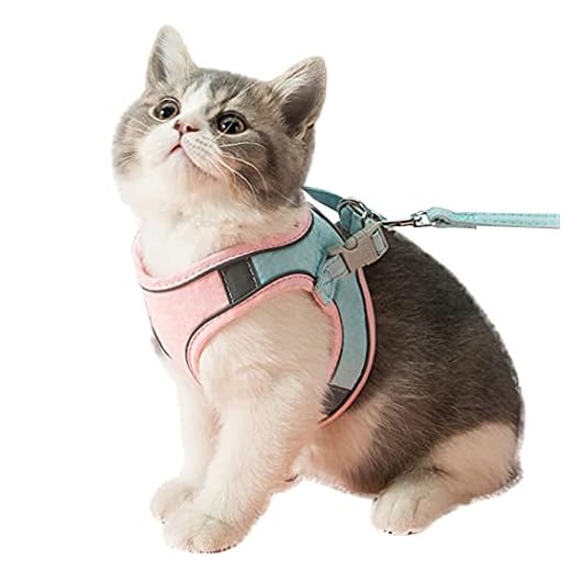 YHomU Cat Leash Harness Set Återanvändbar Reflekterande Mjukt Andningsbar Sällskapsdjur Gångsele Kattväst Sele Rymningssäker Säker Justerbar Bärbar