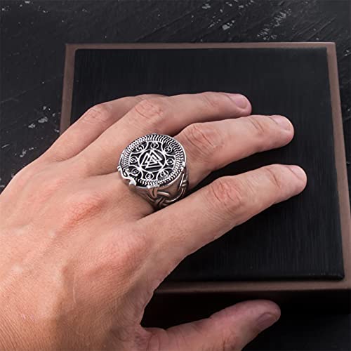Elfasio Norse Viking Jewelry Mens Stainless Steel Vikings Ring Odin Rune Valknut Warrior's Scandinavian Symbol Vintage Gothic, Size 10 #TOP4