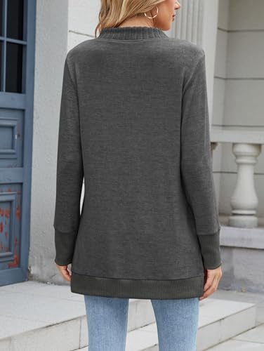 Pull col en V femme fluide pull tunique douce longue pour dissimuler les hanches