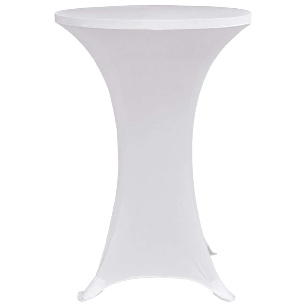 Festnight Mantel Elástico para Mesa Alta 4 Unidades Funda para Mesas Altas Blanco Ø60 cm