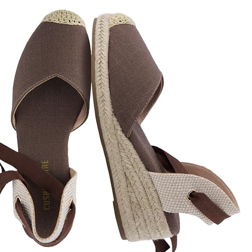 Sandales espadrilles compensées bout fermé avec plateforme stable et confortable