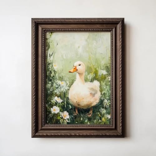 Tableau rustique canard blanc souvenir d une balade en prairie d antan
