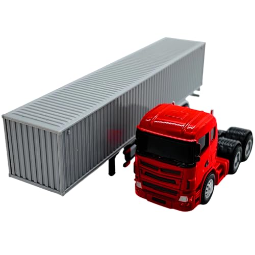 Geavonyg Container Truck Die Cast Metal Vehicle Model 20.5CM Miniature Collectible Ornament Home Office Decors Gift Detailed Miniature Truck Model