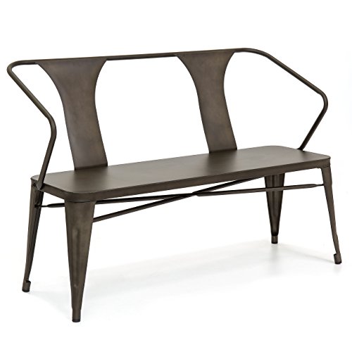 Best Choice Products 2-Person Indoor Outdoor Industrial Vintage Metal Bench for Backyard, Garden
