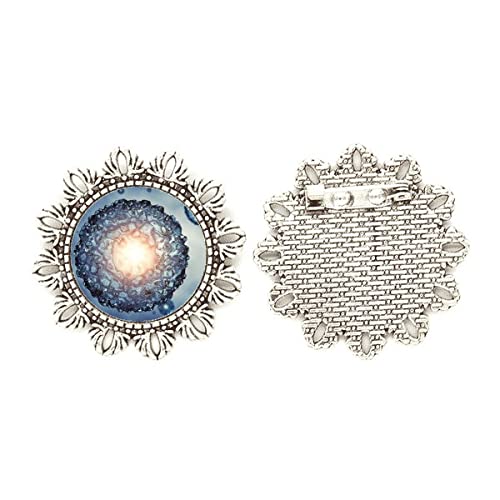 Broche de flores plateadas azul medium accesorio de solapa microcosmos para mujer