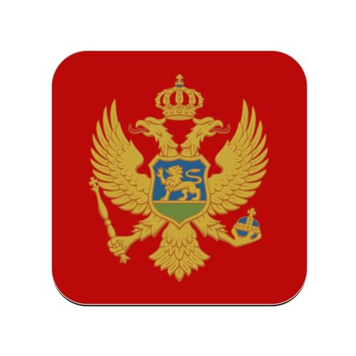 sous Verre en Bois - Drapeau Montenegro Football Sport Equipe Nationale - 1 unité (95 x 95 mm)