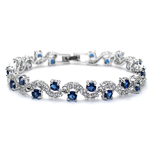 18K white gold bracelet paired with sapphire moissanite in a fashionable design style, showcasing your charm and temperament when wearing it as a birthday gift