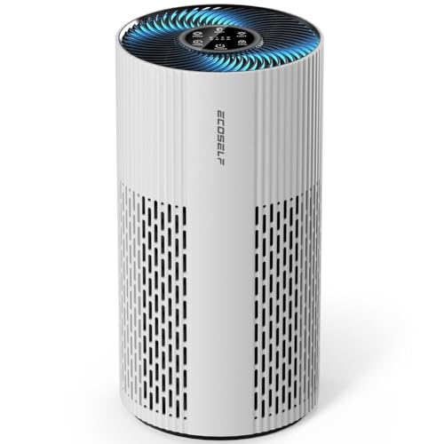 Air Purifiers for Home Large Room Cover Up to 1500 Ft² with True HEPA Filter, 20dB Sleep Mode, 360° Air Intake & Outlet, Air Cleaner for Bedroom Pets, 7 Color Light, HAP604, Off-White
