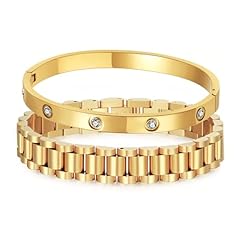 2Pcs Chain Wristband Gold Set