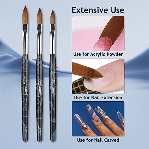 Lofuanna Nail Acrylic Brushes Set 3Pcs Nail Brush For Acrylic Application Size #10 12 14 Professional Nail Art Drawing Brushes For Nail Extension Acrylic Powder Manicure Diy At Home Salon #TOP2