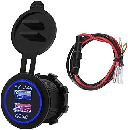 Keenso Dual USB Car Charger ABS QC 3.0 Fast Charging 5V 2.4A and 5V 3.4A 9V 2.5A 12V 2A for Cars Motorcycles ATVs RVs Boats Tablets and Phones (DC12~24V) — view 5