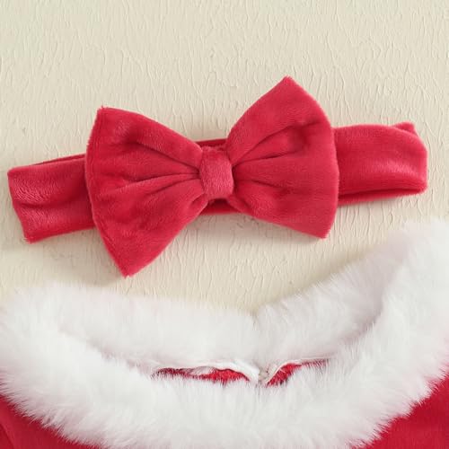 Toddler Baby Girl Christmas Outfit Santa Romper Dress Long Sleeve Fur Trim Velvet Xmas Princess Dress Cute Winter Clothes4