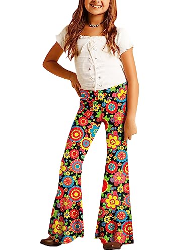 Image of Deerose Girls Halloween Hippie Bell Bottom Pants High Waist Flare Pants 5-14 Years