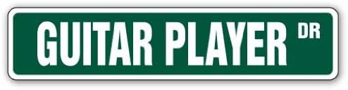 GUITAR PLAYER Street Sign Band Case Pick Rock Roll Interior Cartel de plástico de 24 pulgadas de ancho