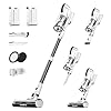 Klarpul Cordless Vacuum Cleaner, 2 Batteries 140 Mins Runtime 600W 50Kpa Stick Vacuum Cordless, Self-Standing Vacuum Cleaners for Home with 2.5H Fast Charging, for Floor/Carpet/Pet Hair, White