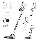 Klarpul Cordless Vacuum Cleaner, 2 Batteries 140 Mins Runtime 600W 50Kpa Stick Vacuum Cordless, Self-Standing Vacuum Cleaners for Home with 2.5H Fast Charging, for Floor/Carpet/Pet Hair, White